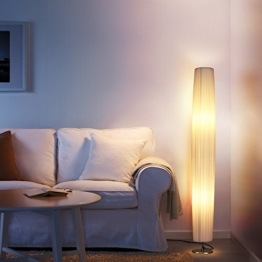Albrillo Stehlampe Moderne E27 Stehleuchte mit Tube Lampenschirm und Edelstahl Basis, 120cm Standlampe Max. 40W für Wohnzimmer, weiß - 1