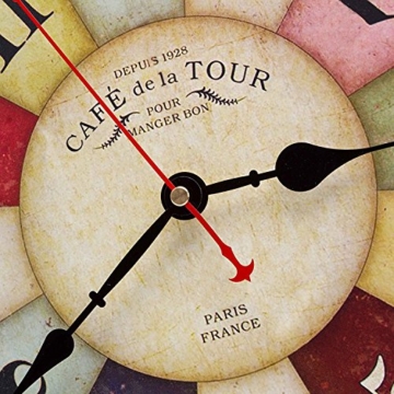 Asvert Wanduhr europäische Stil kreative Wanduhr farbenfrohe Holzuhr mit Arabischen Ziffern im Modernen Design Wohnzimmer Uhren Stumm Holz Hängende Uhren mode moderne Wanduhr Retro- Glocke, Ø: 34 cm - 2