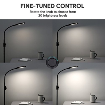 AUKEY Stehlampe 6,5W LED Stufenlos Dimmbar, Naturweißes und augenschonendes Licht, Standleuchte mit Flexiblem Hals, Leselampe für Wohnzimmer, Schlafzimmer oder Kinderzimmer - 5