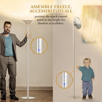 Avantica Stehlampe LED -3000K Warmes Licht,30W,3750 Lumen,71 inch ,0 Verzögerung für Wandschalter,30 Minuten Timer,5 Helligkeitsstufen,Touch-Bedienung- LED Standleuchte - 2