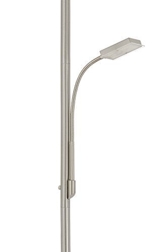 Briloner Leuchten - LED Stehlampe mit flexibler Leselampe, eckiger 2-teilig kipp- & schwenkbarer Leuchtenkopf, stufenlos dimmbar, moderne Wohnzimmerlampe, 21 W + 3.5 W - 15