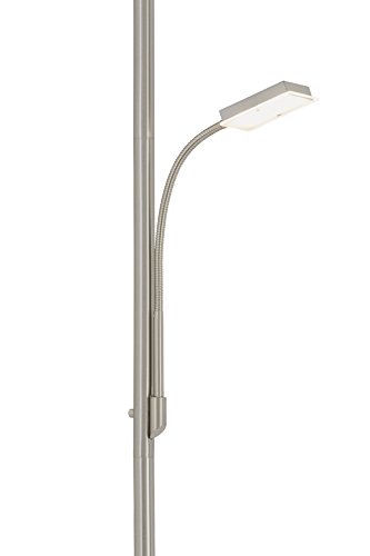 Briloner Leuchten - LED Stehlampe mit flexibler Leselampe, eckiger 2-teilig kipp- & schwenkbarer Leuchtenkopf, stufenlos dimmbar, moderne Wohnzimmerlampe, 21 W + 3.5 W - 7