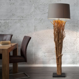 CAGÜ - XL DESIGN STEHLAMPE STEHLEUCHTE [PENANG] GRAU-BRAUN aus TREIBHOLZ HANDGEFERTIGT 175cm HÖHE - 1