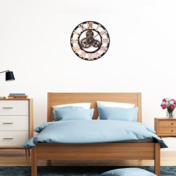 Chendongdong Wanduhr Küchenuhr Römische Ziffern Europäische Vintage künstlerische Industriegetriebe Handarbeit 3D Dekorative Zahnrad bar Cafe, Geschenk Ziffernblatt aus Holz - 2