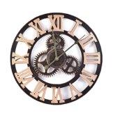 Chendongdong Wanduhr Küchenuhr Römische Ziffern Europäische Vintage künstlerische Industriegetriebe Handarbeit 3D Dekorative Zahnrad bar Cafe, Geschenk Ziffernblatt aus Holz - 1