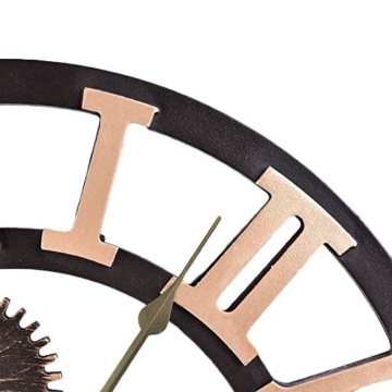 Chendongdong Wanduhr Küchenuhr Römische Ziffern Europäische Vintage künstlerische Industriegetriebe Handarbeit 3D Dekorative Zahnrad bar Cafe, Geschenk Ziffernblatt aus Holz - 4