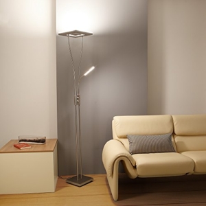 Deckenfluter LED mit RGBW Farbwechsel | Stehleuchte inkl. Fernbedienung | Stehlampe + Leselampe | Fluter mit 1x LED-Board 4W 350lm 3000K | Leuchte dimmbar | inkl. 1x Gratis Teleskop LED-Taschenlampe - 5