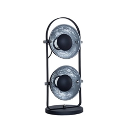 Design Tischlampe STUDIO 2 Lampenschirme schwarz silber Lampe mit Blattsilber Optik - 1