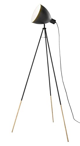 Dreibein Stehlampe Stehleuchte Standleuchte BONGO | 145 cm hoch | Metall | Holz | Schwarz | ohne Leuchtmittel - 2