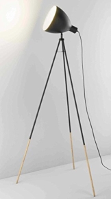 Dreibein Stehlampe Stehleuchte Standleuchte BONGO | 145 cm hoch | Metall | Holz | Schwarz | ohne Leuchtmittel - 1