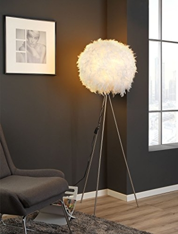 Dreibein Stehlampe Stehleuchte Standleuchte DUCKY 1 | ca. 150 cm hoch | Weiß | Papier | Entenfedern - 3
