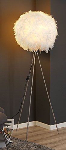 Dreibein Stehlampe Stehleuchte Standleuchte DUCKY 1 | ca. 150 cm hoch | Weiß | Papier | Entenfedern - 1