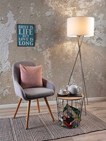 Dreibein Stehlampe Stehleuchte Standleuchte WOTAN 1 | 160 cm | Nickel | Weiß | ohne Leuchtmittel - 3