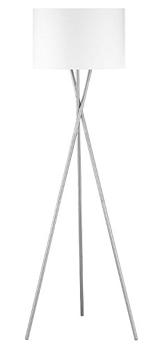 Dreibein Stehlampe Stehleuchte Standleuchte WOTAN 1 | 160 cm | Nickel | Weiß | ohne Leuchtmittel - 1