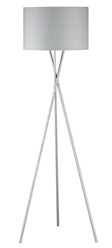 Dreibein Stehlampe Stehleuchte Standleuchte WOTAN | 160 cm hoch | Nickel | Grau | ohne Leuchtmittel - 1