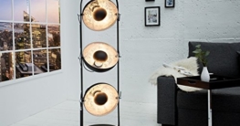 DuNord Design Stehlampe Stehleuchte CINEMA schwarz silber 3er Retro Design Lampe Spotleuchte - 1