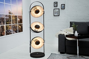 DuNord Design Stehlampe Stehleuchte CINEMA schwarz silber 3er Retro Design Lampe Spotleuchte - 1