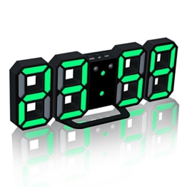EAAGD Digital-LED-Wecker & Wanduhr, automatisch LED Helligkeit einstellen (schwarz/grün) - 1