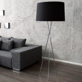 Elegante Design Stehlampe CLASSIQUE 165cm schwarz drei Beine Chrom Stehleuchte - 1