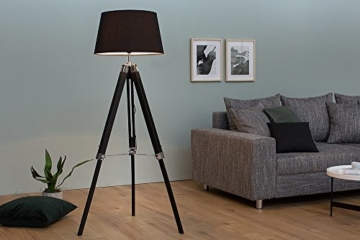 Elegante Design Stehlampe SYLT mit hochwertigem schwarzen Gestell und Leinenschirm höhenverstellbar Stehleuchte Wohnzimmerlampe - 2