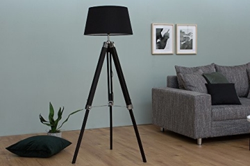 Elegante Design Stehlampe SYLT mit hochwertigem schwarzen Gestell und Leinenschirm höhenverstellbar Stehleuchte Wohnzimmerlampe - 3