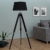 Elegante Design Stehlampe SYLT mit hochwertigem schwarzen Gestell und Leinenschirm höhenverstellbar Stehleuchte Wohnzimmerlampe - 3