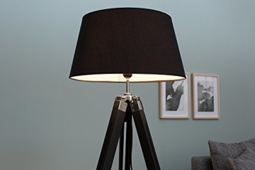 Elegante Design Stehlampe SYLT mit hochwertigem schwarzen Gestell und Leinenschirm höhenverstellbar Stehleuchte Wohnzimmerlampe - 7