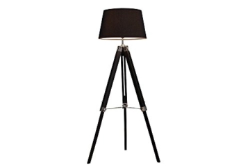 Elegante Design Stehlampe SYLT mit hochwertigem schwarzen Gestell und Leinenschirm höhenverstellbar Stehleuchte Wohnzimmerlampe - 8