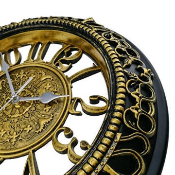 Foxtop 12 Zoll Stille Nicht-tickende Nostalgie Wanduhr ohne Ticken Vintage Stil, (Ø) 30 cm - 5