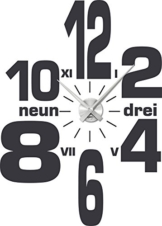 Graz Design 800001_AL_073 Wandtattoo Uhr mit Uhrwerk Wanduhr Design Wirrwarr aus Zahlen Deko fr Wohnzimmer (Uhr gebrstet Silber /Aufkleber Dunkelgrau) - 1