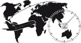 Graz Design 800321_AL_070 Wandtattoo Uhr Wanduhr Welt Weltkarte Flugzeug Erde (Uhr Silber gebrstet /Aufkleber Schwarz) - 1