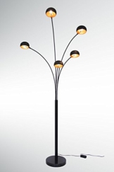 große Five Fingers Bogenlampe, Top Quality, mattschwarz & Kupfer, 225cm hoch - 1