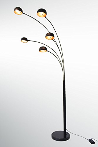 große Five Fingers Bogenlampe, Top Quality, mattschwarz & Kupfer, 225cm hoch - 2
