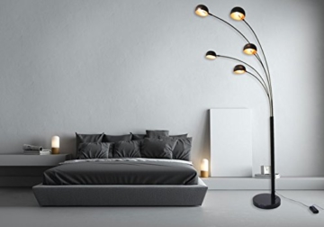 große Five Fingers Bogenlampe, Top Quality, mattschwarz & Kupfer, 225cm hoch - 6