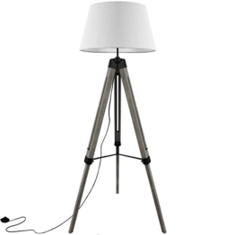 Grundig Tripod Stehlampe mit Textilschirm E27 40W H100-150cm in 3 Farben Stehleuchte Stativlampe Stativleuchte, Farbe:Weiß - 1