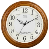 HENSE 13 Zoll große massive Platane Holz Wanduhr Wohnzimmer Moderne Uhr Stumm Einfache Quarzuhr mit großen arabischen Ziffern und feine Textur HW13 (HW13 #C Hellbraun) - 1