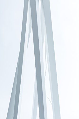 Hochwertige Design Stativ Stehlampe | Studiolampe mit Stoffschirm aus Chintz in grau und Stativ/Gestell aus Holz Echtholz Weiß | H= 160cm | Stehleuchte | Handgefertigte Leuchte - 3