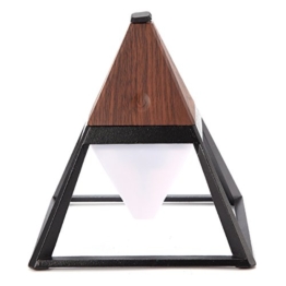 Jeteven Tischlampe Stehlampe für draußen und drinnen,3 Farbenwechsel & Micro USB Kabel aufladen,(Pyramide groß (15,1x15,1x16,5cm)) Dunkel Holz - 1