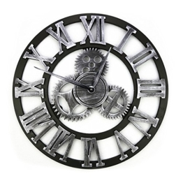 Junnom 17.7 " 3D uhr wand mechanische Zahnräder Wanduhr Deko mit römischen Ziffern aus Holz Wohnzimmer Schlafzimmer Geschenke für Chrismas - 1