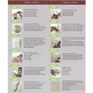 JUSTFOX - Wanduhr XXL Deko 3D mit Römischen Zahlen (Gold) - 8