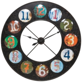 Kare Vintage Colore, 32107, grosse, moderne XXL Wanduhr im ausgefallenen Shabby Design, schwarz (H/B/T) 119x119x8cm - 1