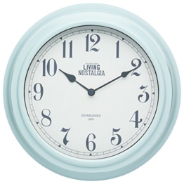 Kitchen Craft, Living Nostalgia Collection, Wanduhr, für Innnenräume, 25,5 cm, Vintage-Look, Blau - 1