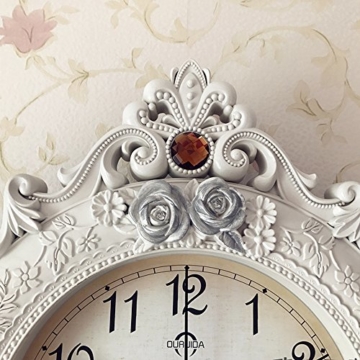 KKLOCK Wanduhr Uhr Wanduhren Lautlos für Wohnzimmer Büro Schlafzimmer Badezimmer Küche Kinderzimmer Mini Einfache AA Batterie Ø29 cm 16 inch Runde Großes Retro Nostalgie Vintage Fassung Klassischen Weiß Uhren [Enthält keine Batterie] - 5