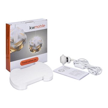kwmobile DIY Puzzle Lampe XL Lampenschirm - Schirm Teile Set mit Netzkabel Schalter E27 Fassung - Puzzlelampe Stehlampe Deckenleuchte in Weiß - 3
