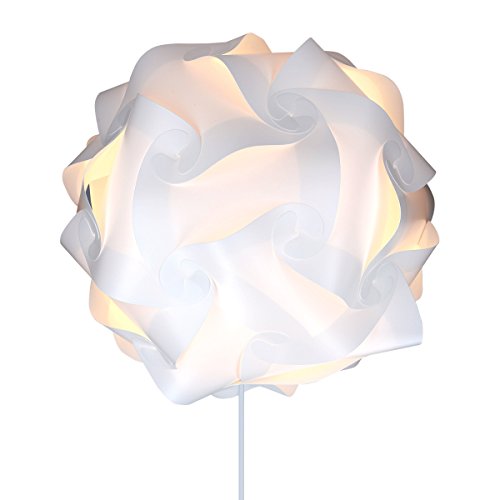 kwmobile DIY Puzzle Lampe XL Lampenschirm - Schirm Teile Set mit Netzkabel Schalter E27 Fassung - Puzzlelampe Stehlampe Deckenleuchte in Weiß - 7