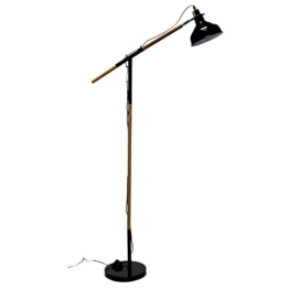 Lagerräumung! Stehlampe Standleuchte Holz Metall E14 40W H150cm Schwarz / Natur - Bürolampe Schreibtischlampe Leselampe Standlampe Stehleuchte - 1