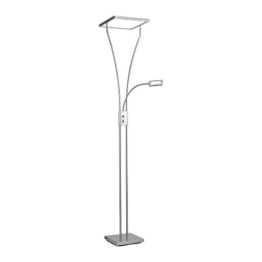 LED-Deckenfluter beidseitig beleuchtet dimmbar mit flexibler Leselampe, Stehleuchte Wohnzimmerlampe Standleuchte LED-Fluter, 2400 Lumen warmweiß Drehdimmer quadratisch - 1