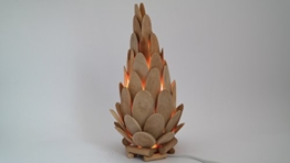LED Dekolampe ZAPFEN Stimmungsleuchter Holz 14,5x14,5x32cm - 1