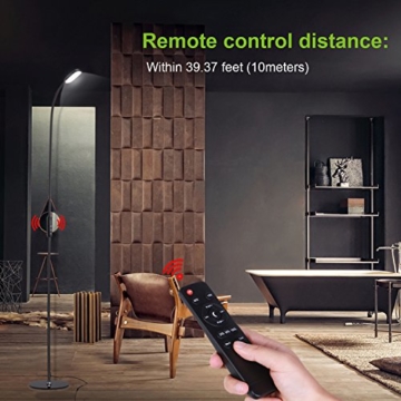 LED Stehlampe, AVAWAY Dimmbare LED Standlampe Stehleuchte Leselampe Flexible Standleuchte Bodenlampe mit Schwanenhals für Wohnzimmer Schlafzimmer Büro, Touch & Fernbedingung Steuerung, 5 Farbtemperature und 5 Helligkeitsstufen – 3000K-6500K (Schwarz) - 3