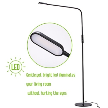 LED Stehlampe, AVAWAY Dimmbare LED Standlampe Stehleuchte Leselampe Flexible Standleuchte Bodenlampe mit Schwanenhals für Wohnzimmer Schlafzimmer Büro, Touch & Fernbedingung Steuerung, 5 Farbtemperature und 5 Helligkeitsstufen – 3000K-6500K (Schwarz) - 4